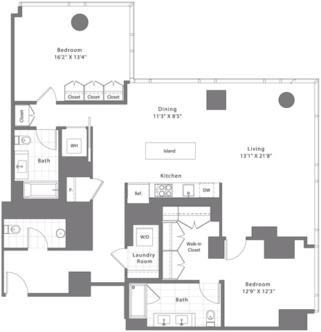 Floor Plan  2 Bed - 2.5 Bath | B11A